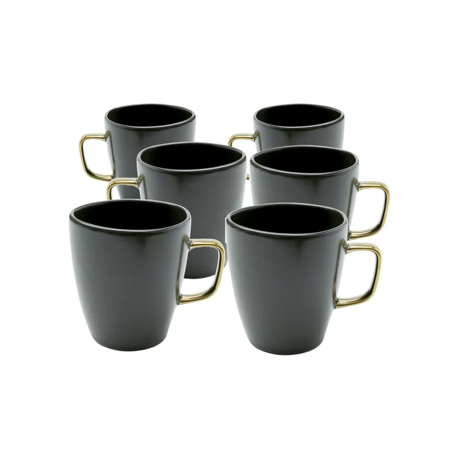 Kubek z uchwytem VIBRATIONS 380 ml - ciemnozielony/złoty