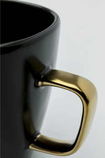 Kubek z uchwytem VIBRATIONS 380 ml - ciemnozielony/złoty