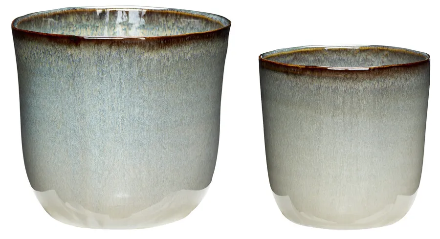 Zestaw doniczek ceramicznych - jasnoniebieski