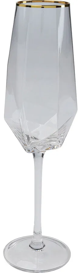 Kieliszek do szampana DIAMOND GOLD RIM - transparentny