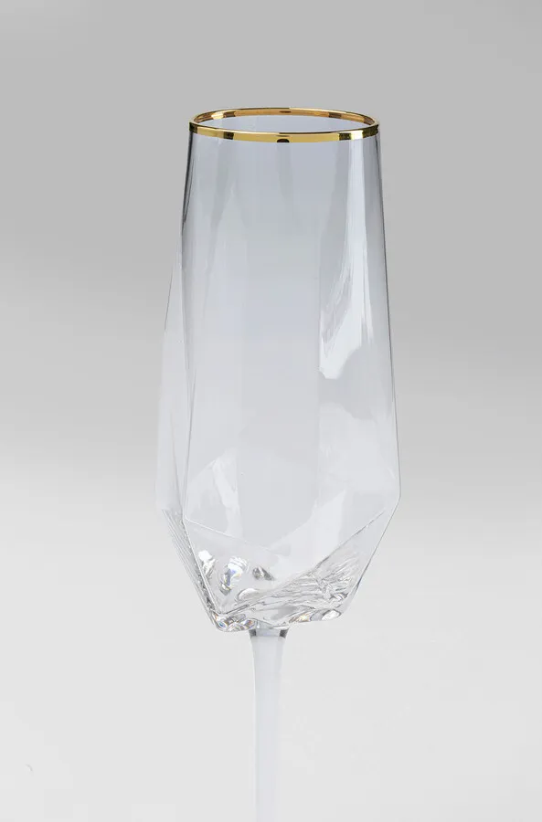 Kieliszek do szampana DIAMOND GOLD RIM - transparentny