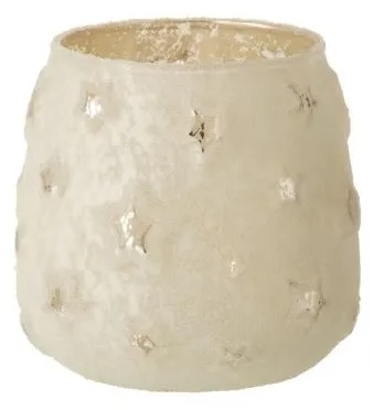 Świecznik szklany srebrny gwiazdki Ø12x11 cm