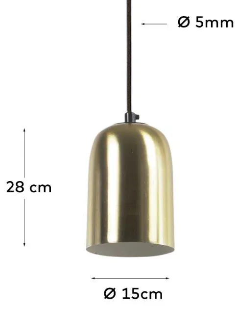 Lampa wisząca metalowa złota Ø15x28 cm
