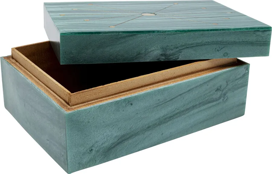 Pudełko na biżuterię MDF zielono-złote 18x13 cm