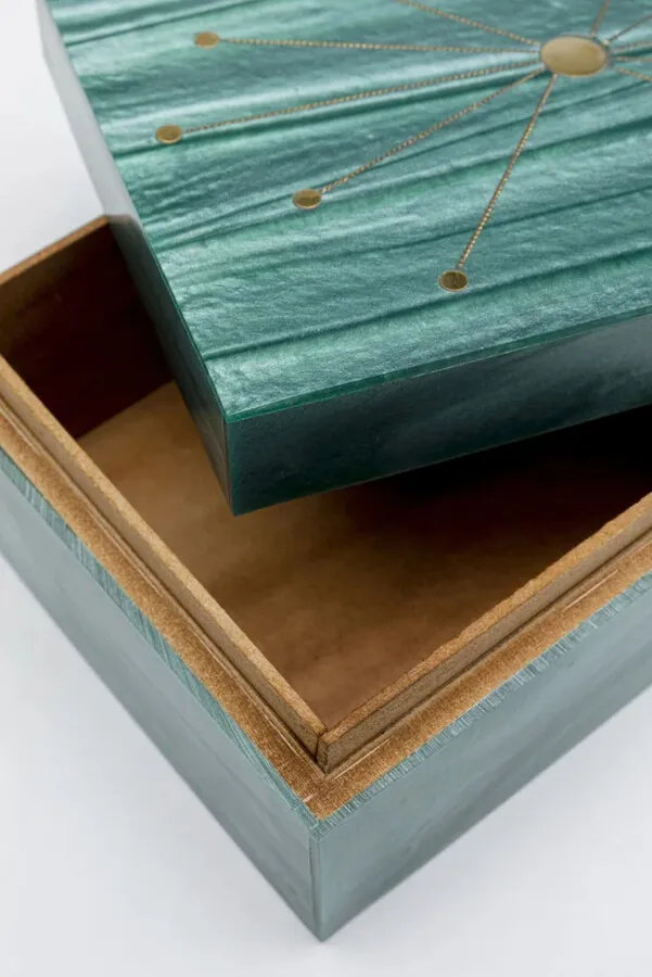 Pudełko na biżuterię MDF zielono-złote 18x13 cm
