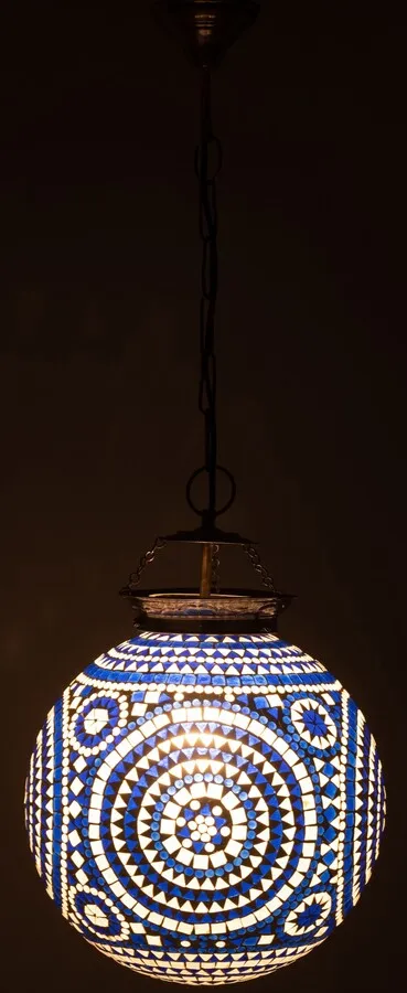 Lampa wisząca EKI MOSAI B 35 cm - biało-niebieski