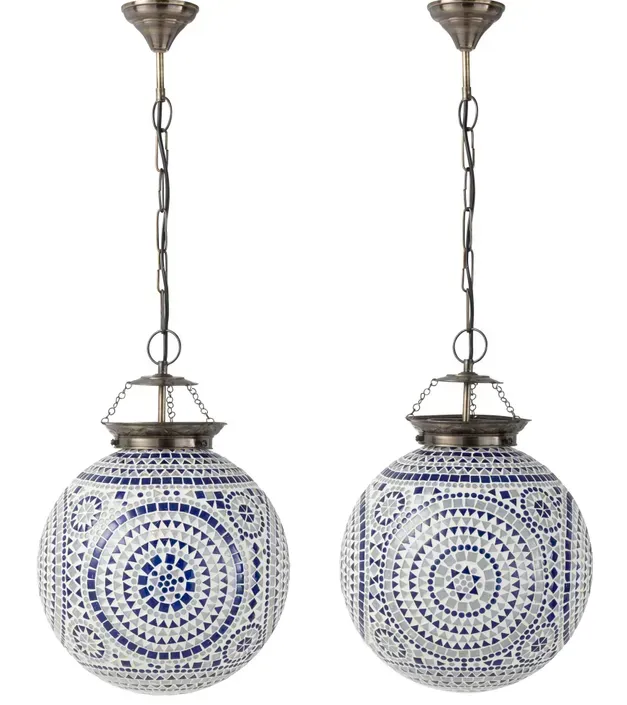 Lampa wisząca EKI MOSAI B 35 cm - biało-niebieski