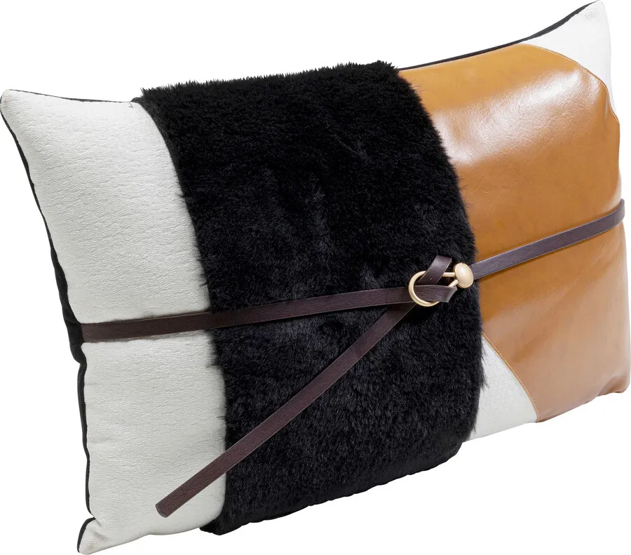 Poduszka dekoracyjna CUSHION BELT 50x30 - czarny/brązowy