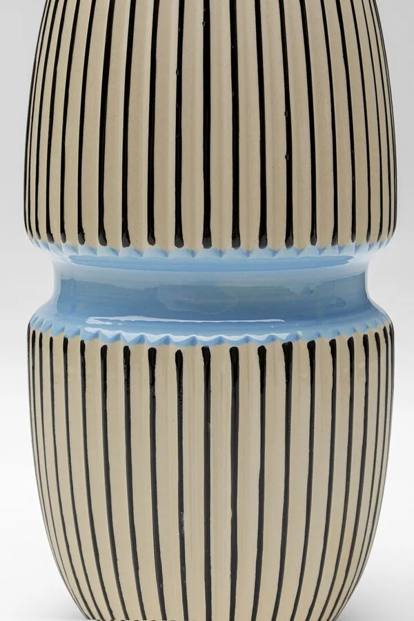 Wazon porcelanowy CALABRIA - biało-czarny / niebieski