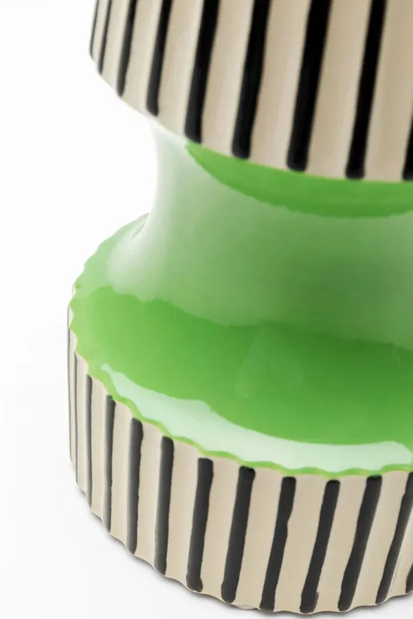 Wazon z porcelany CALABRIA GREEN - biało-czarny/zielony