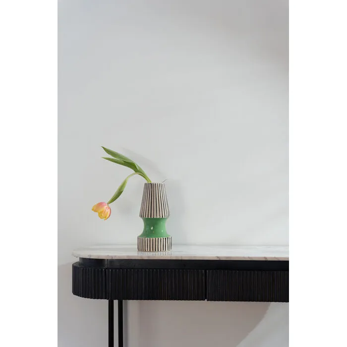 Wazon z porcelany CALABRIA GREEN - biało-czarny/zielony
