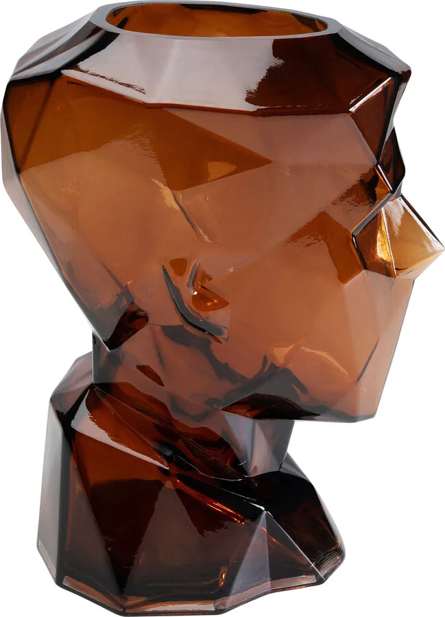 Wazon szklany PRISMA FACE - brązowy