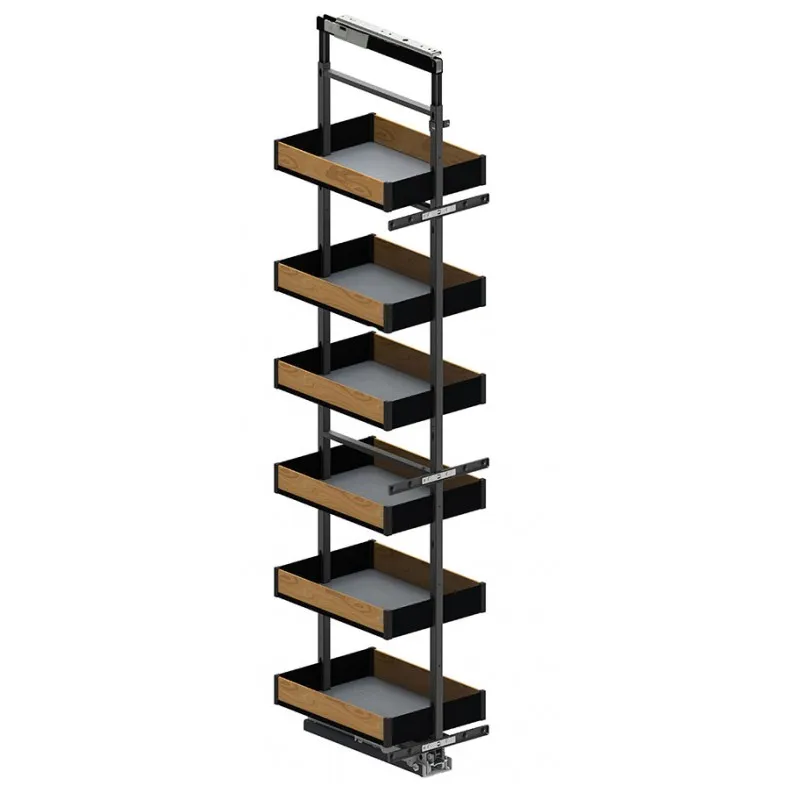 Stelaż + kosze Cargo Maxi Dolne MAXIMA PURO 30 cm / 190-210 cm / 6 półek - czarny/dąb + System jezdny FULTERER