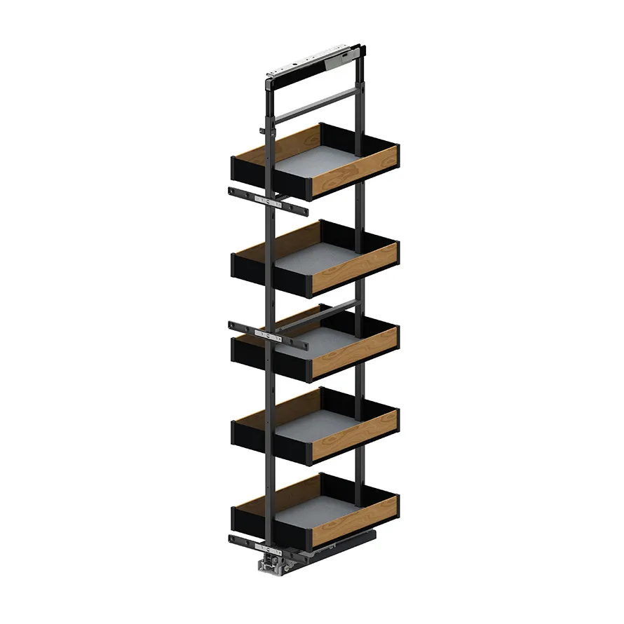 Stelaż + kosze Cargo Maxi Dolne MAXIMA PURO 30 cm / 170-190 cm / 5 półek / czarny/dąb + System jezdny FULTERER