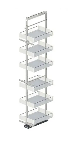 Stelaż + kosze Cargo Maxi Dolne MAXIMA PURO 40 cm / 190-210 cm / 6 półek - biały/bezbarwny + system jezdny FULTERER