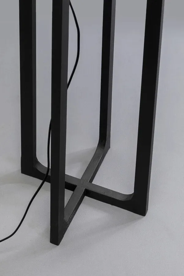 Lampa podłogowa z abażurem czarna stal 160 cm