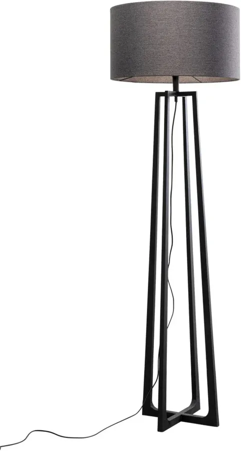 Lampa podłogowa z abażurem czarna stal 160 cm
