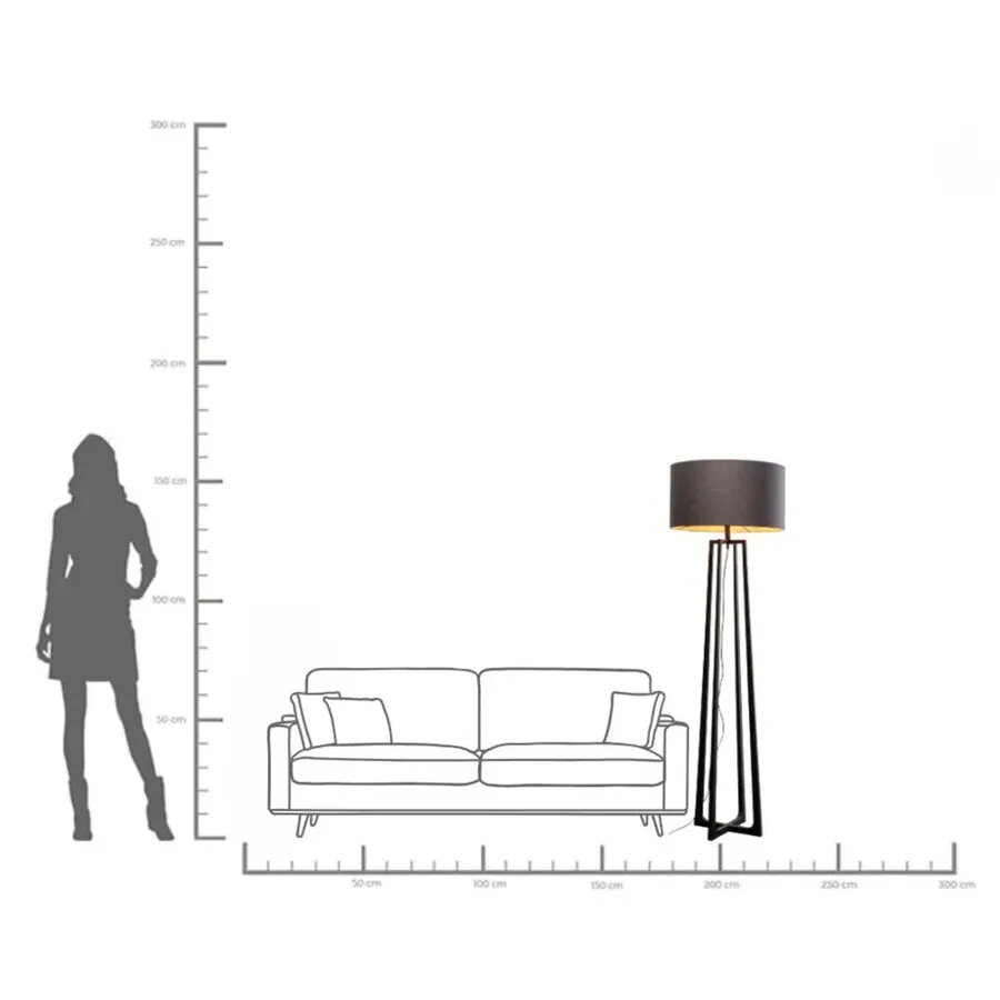 Lampa podłogowa z abażurem czarna stal 160 cm
