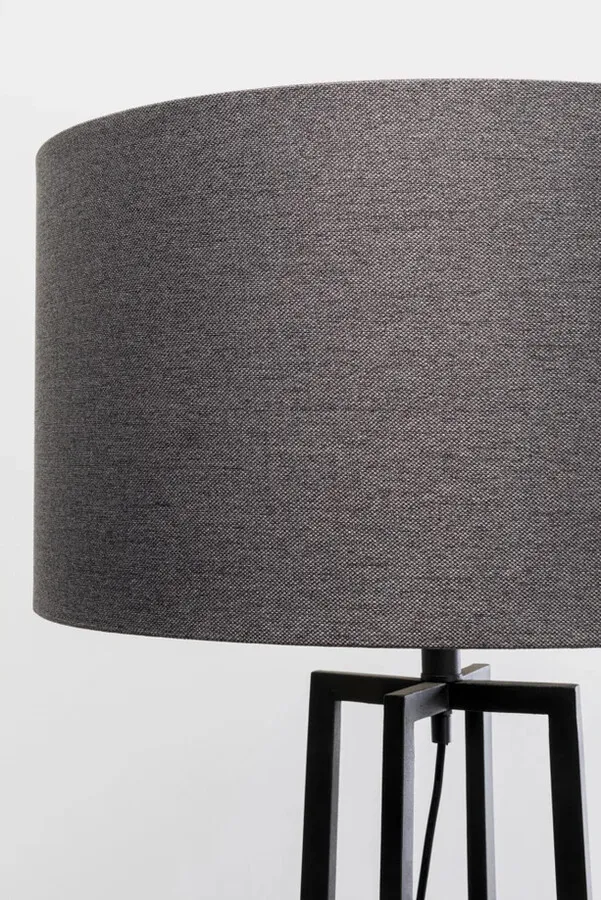 Lampa podłogowa z abażurem czarna stal 160 cm