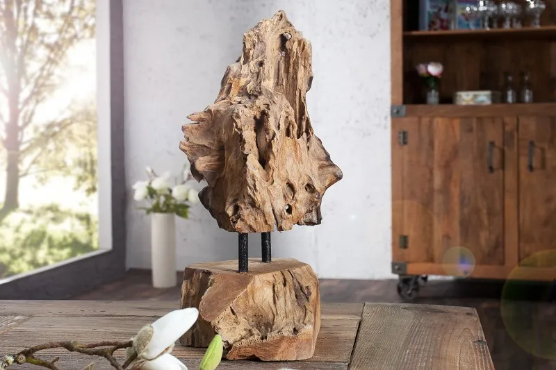 Figurka dekoracyjna FLAME 30-40 - drewno tekowe