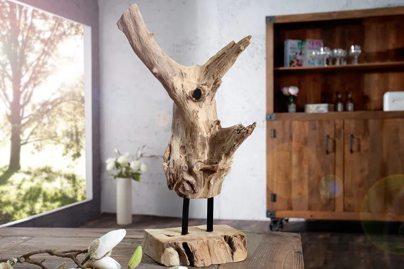 Figurka dekoracyjna FLAME 30-40 - drewno tekowe