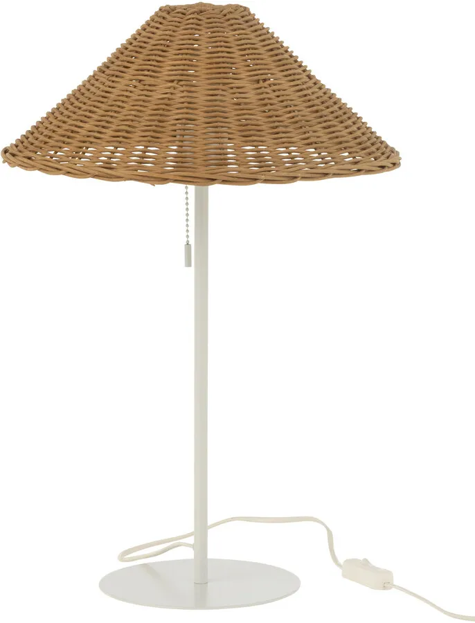 Lampa stołowa metalowa czarna z ratanowym kloszem 32x50 cm 1 (Copy 2tMrc)