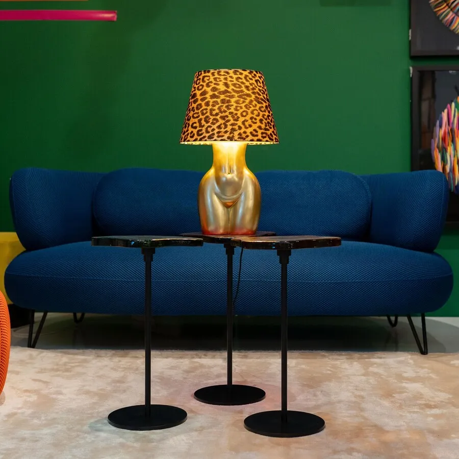 Lampa stołowa DONNA LEO - panterka/złoty