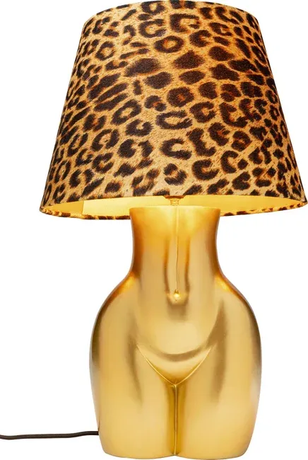 Lampa stołowa DONNA LEO - panterka/złoty