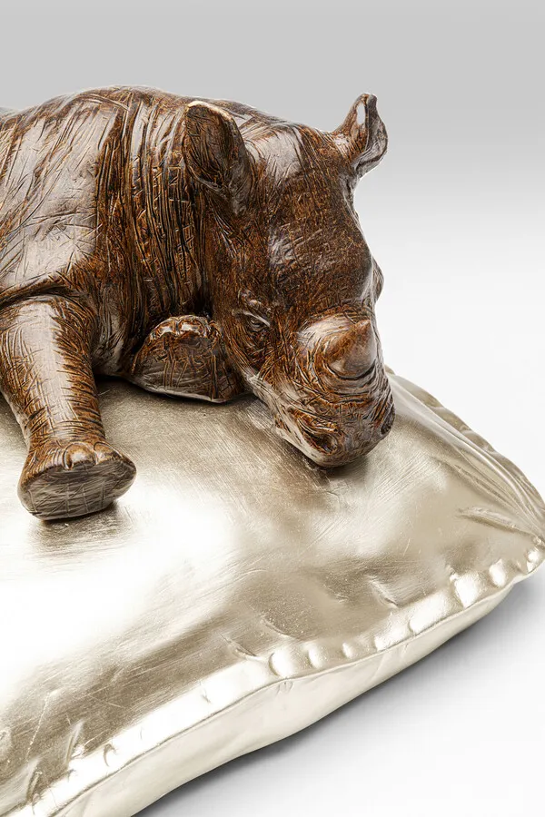 Figurka dekoracyjna SLEEPING RHINO - brązowy/złoty