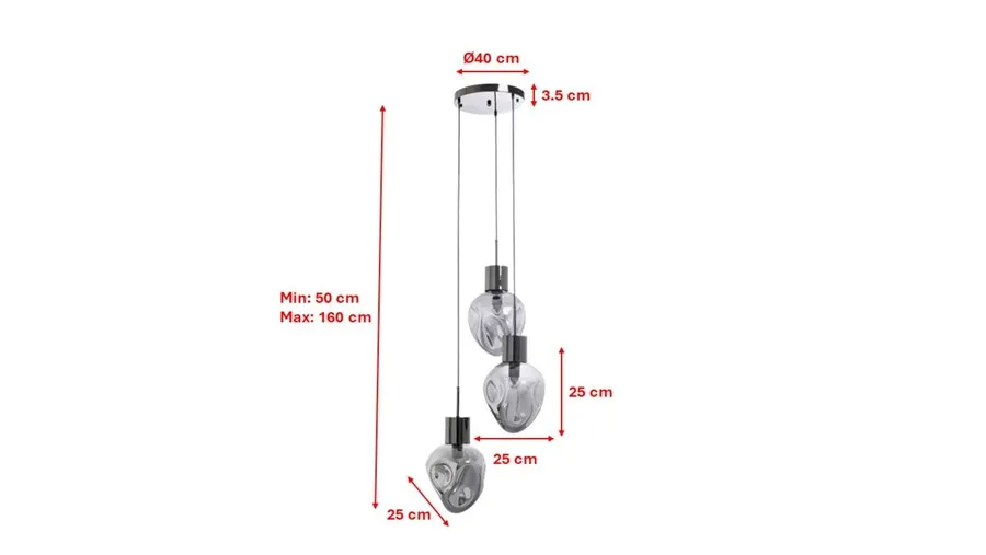 Lampa wisząca SUPERNOVA SMOKY TRE 45 - dymiony/srebrny