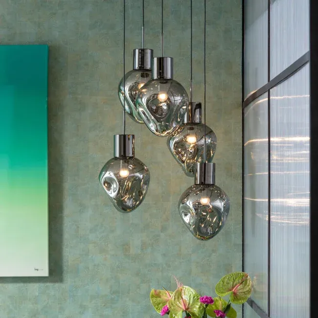 Lampa wisząca SUPERNOVA SMOKY CINQUE 50 - dymiony/srebrny