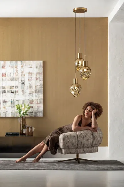 Lampa wisząca SUPERNOVA AMBER TRE 45 - złoty