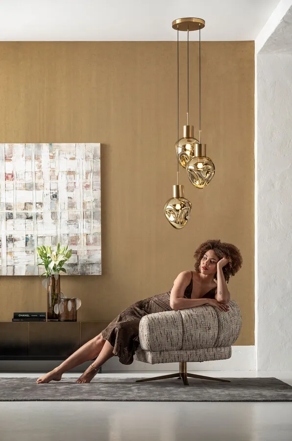 Lampa wisząca SUPERNOVA AMBER TRE 45 - złoty