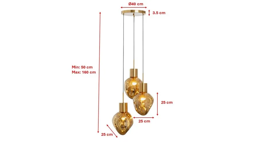 Lampa wisząca SUPERNOVA AMBER TRE 45 - złoty