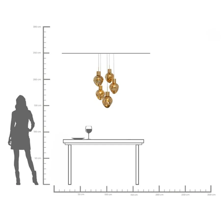 Lampa wisząca SUPERNOVA AMBER CINQUE 50 - złoty