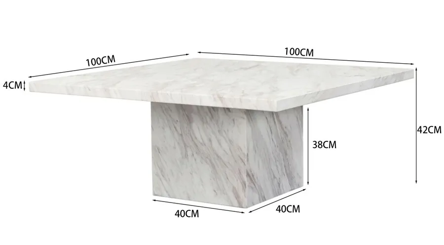 Stolik kawowy ARTISTICO MARBLE 100x100 - biały