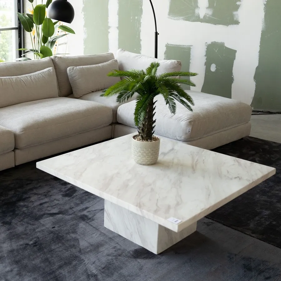 Stolik kawowy ARTISTICO MARBLE 100x100 - biały