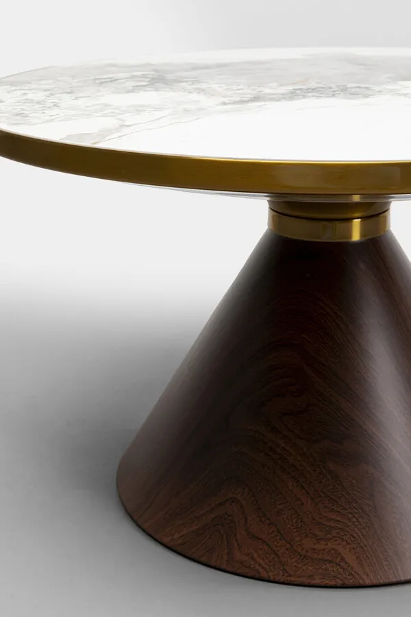 Stolik okrągły CONO CERAMIC 70 - biały/brązowy