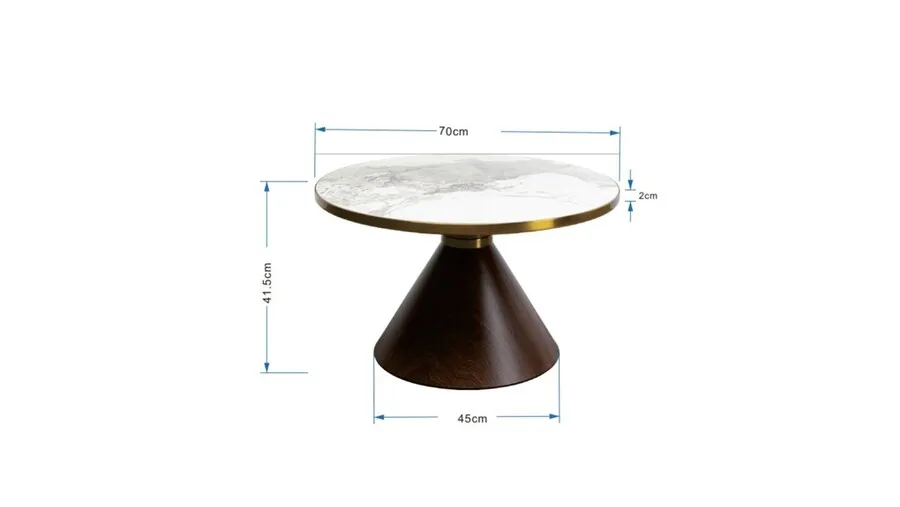 Stolik okrągły CONO CERAMIC 70 - biały/brązowy