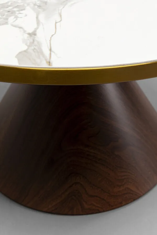 Stolik okrągły CONO CERAMIC 70 - biały/brązowy