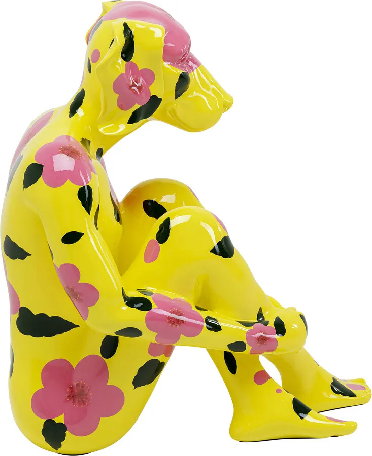 Figurka dekoracyjna GANGSTER DOG 80 - żółty w kwiaty