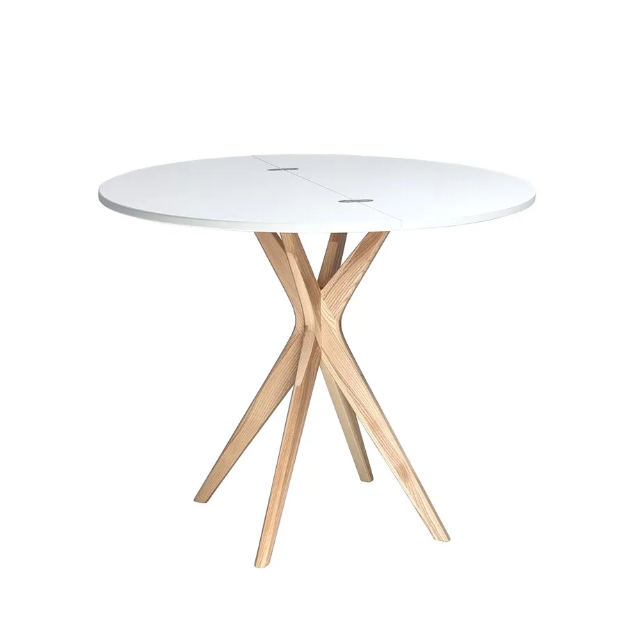 Stół półokrągły JUBI rozkładany 90 cm - biały