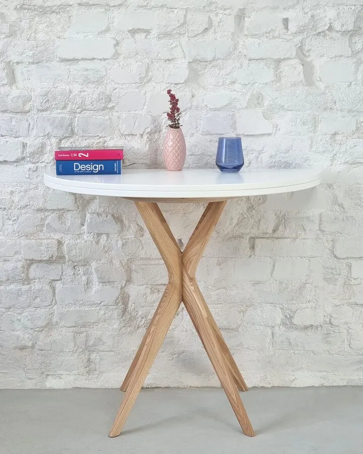 Stół półokrągły JUBI rozkładany 90 cm - wapienny