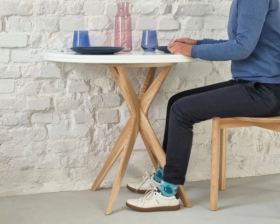 Stół półokrągły JUBI rozkładany 90 cm - żółty