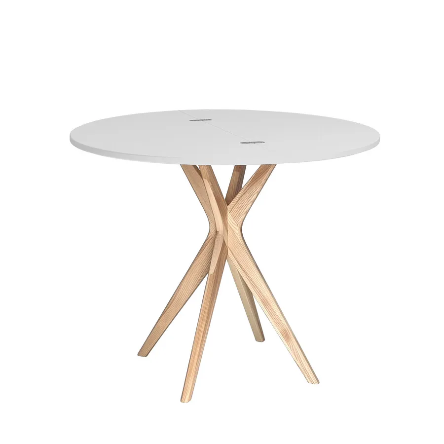 Stół półokrągły JUBI rozkładany 90 cm - jasnoszary