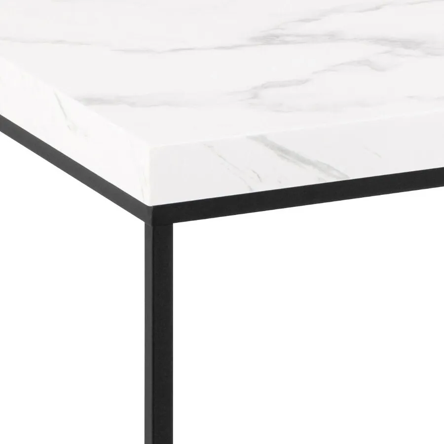Stolik kawowy BAROSSA 110x55 - biały marmur/czarny