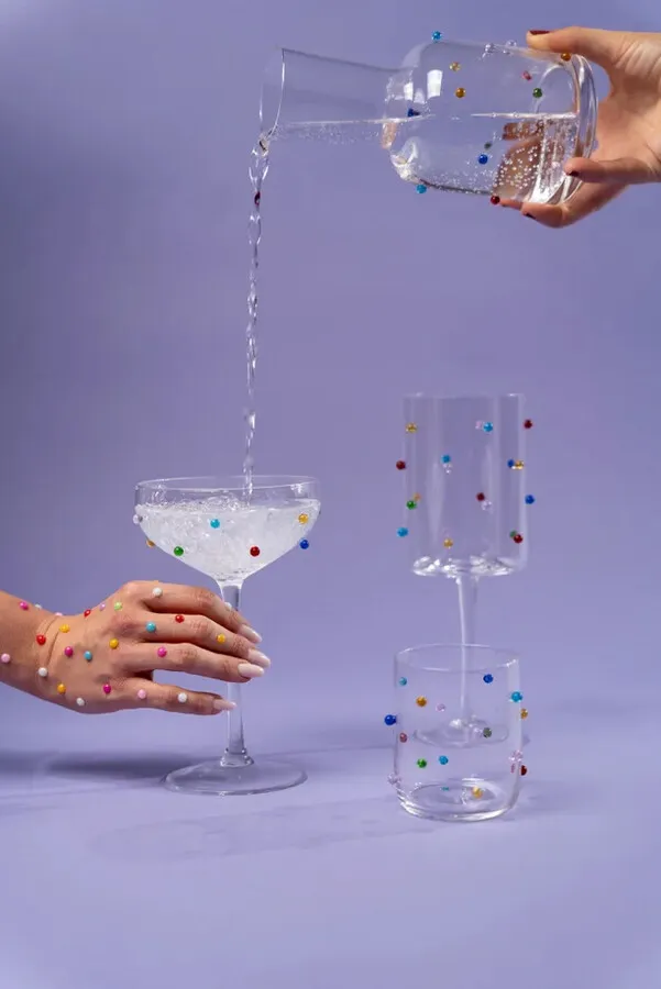 Kieliszek do koktajli PARTY DOTS - transparentny/kolorowy