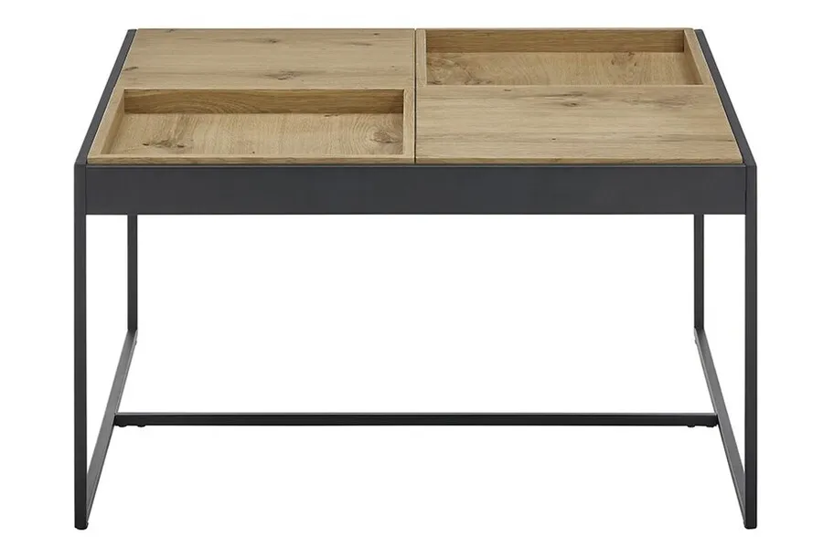Stolik z podnoszonym blatem LARKANA 83x83 - dąb/czarny