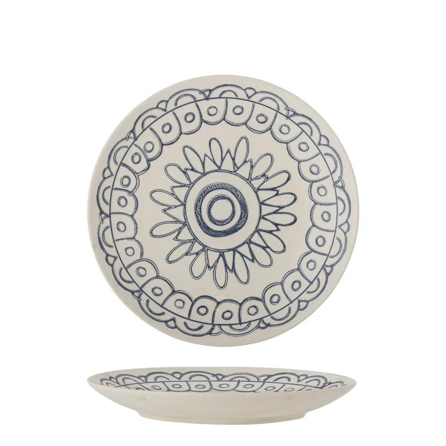Talerz ceramiczny MAPLE 20 - biały/niebieski