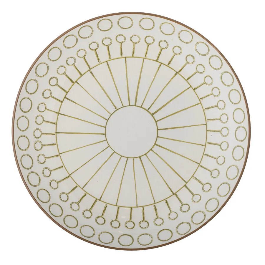 Talerz ceramiczny MAPLE 25.5 - biały/zielony